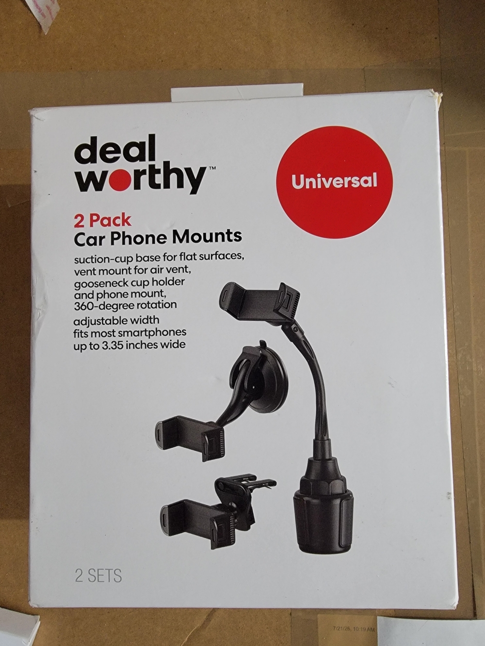 Deal Worthy Universal Black Car Phone Mounts - 2 Pack